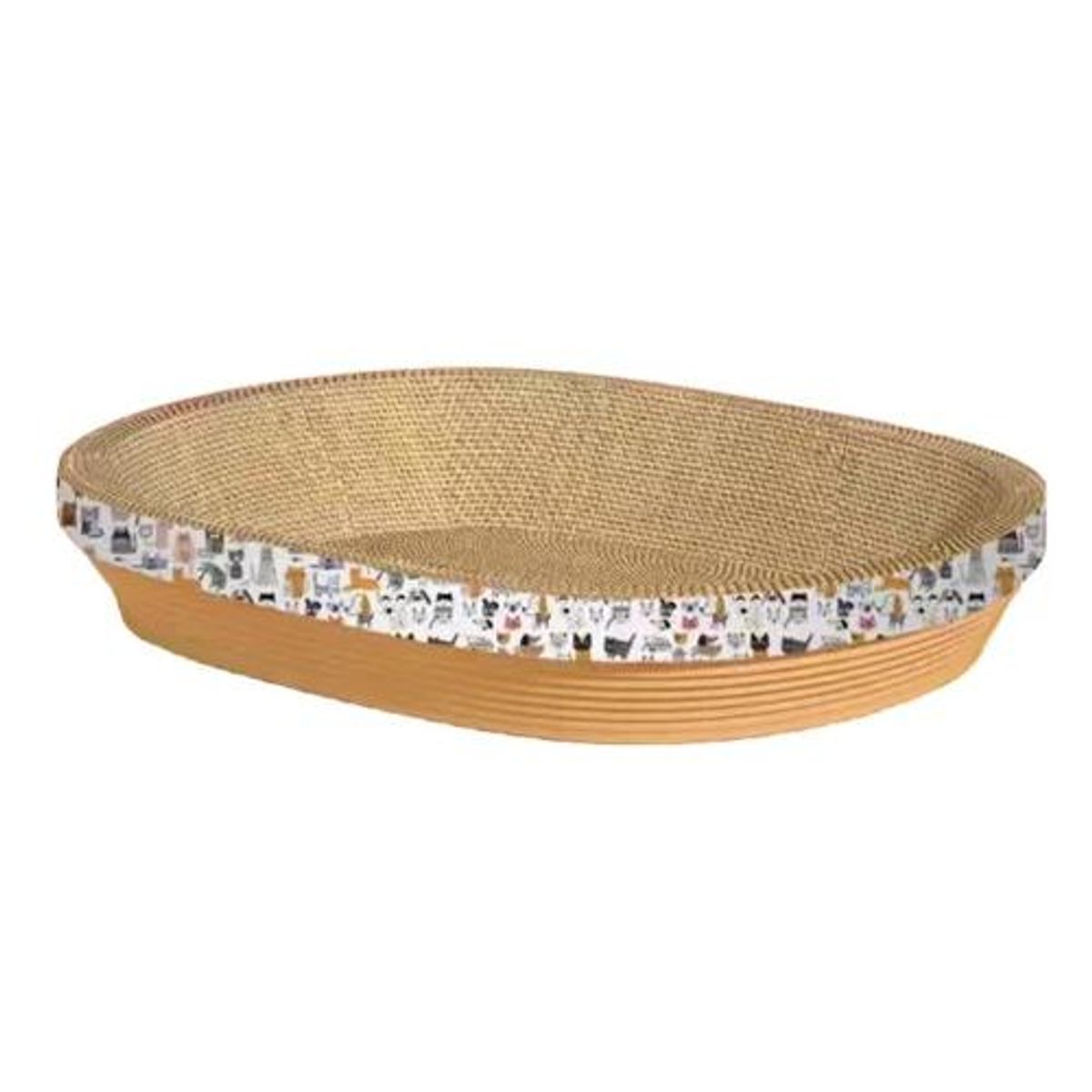 GENERICO - Rascador gatos cartón corrugado bandeja cama café