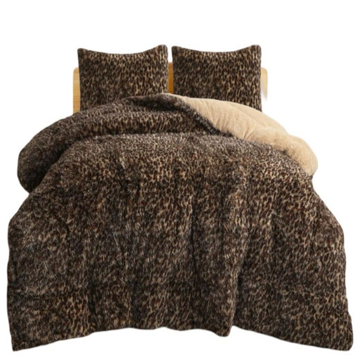 GENERICO - CUBRECAMA PLUSH CON CHIPORRO PELUDO INVIERNO KING ANIMAL PRINT