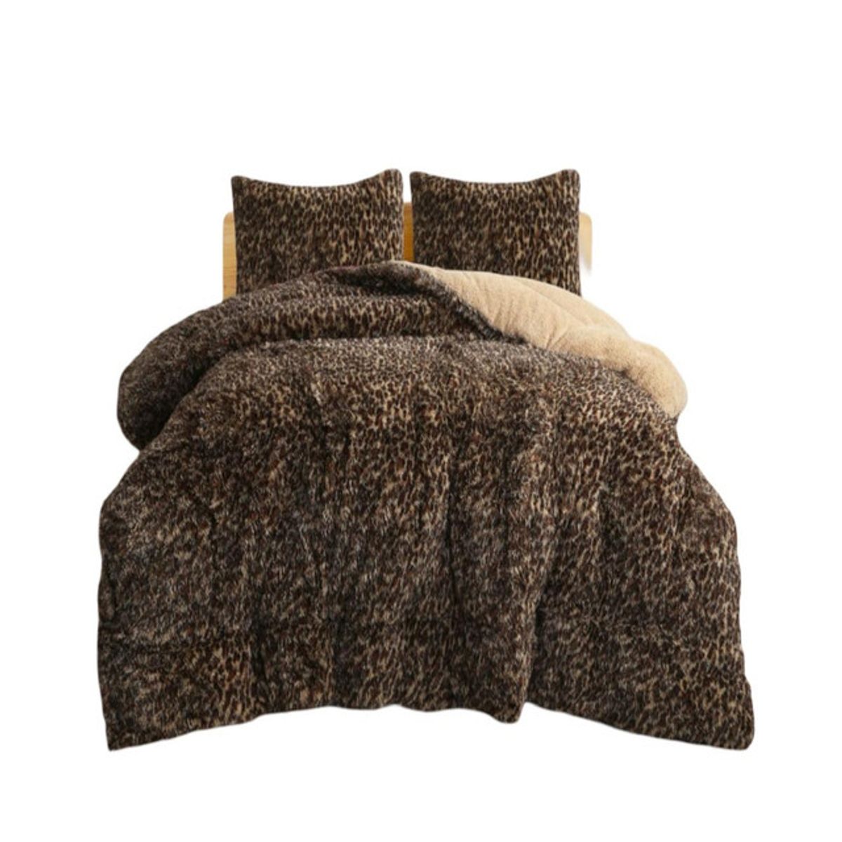 GENERICO - CUBRECAMA PLUSH CON CHIPORRO PELUDO INVIERNO KING ANIMAL PRINT