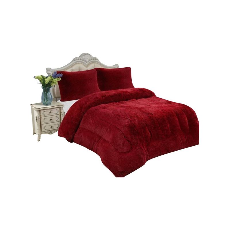 GENERICO - CUBRECAMA PLUSH CON CHIPORRO PELUDO INVIERNO 2 PLAZAS BURDEO