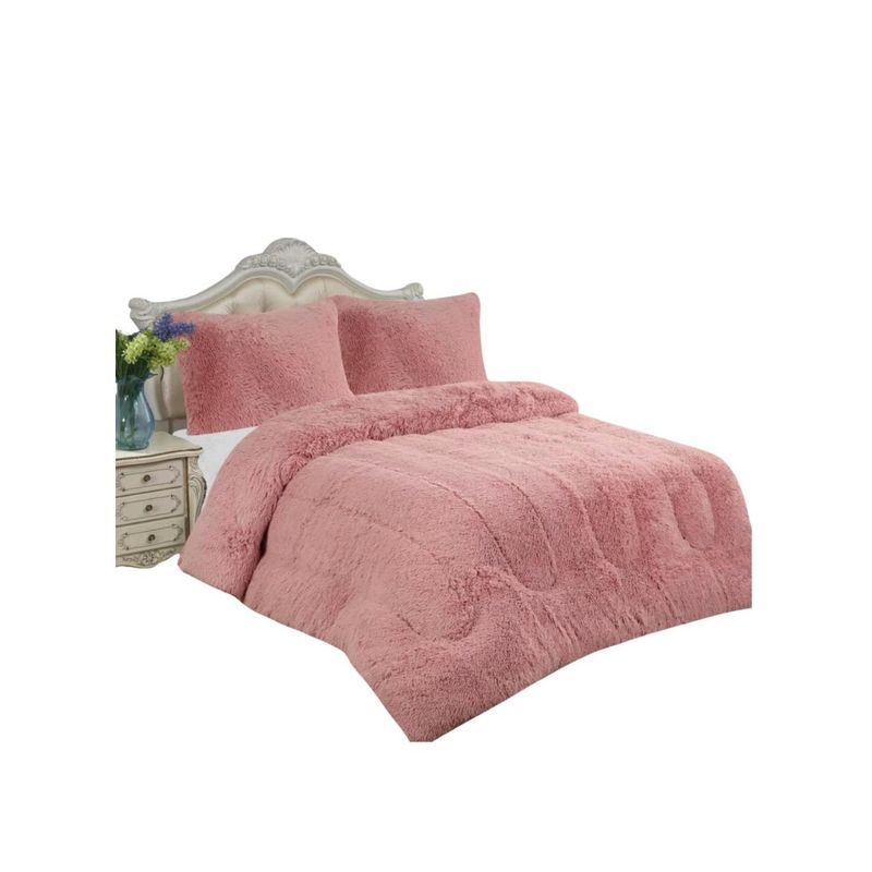 GENERICO - CUBRECAMA PLUSH CON CHIPORRO PELUDO INVIERNO 2 PLAZAS AZUL