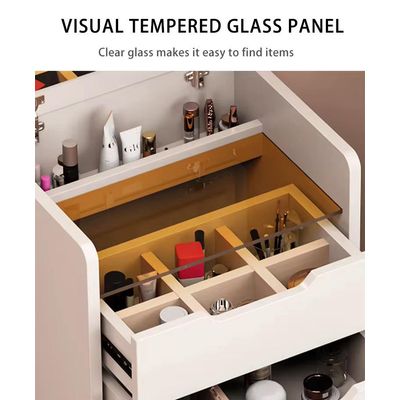 Imagen 2 del producto Tocador Con Espejo LED Táctil Cajones Organizadores y Banca de Almacenamiento