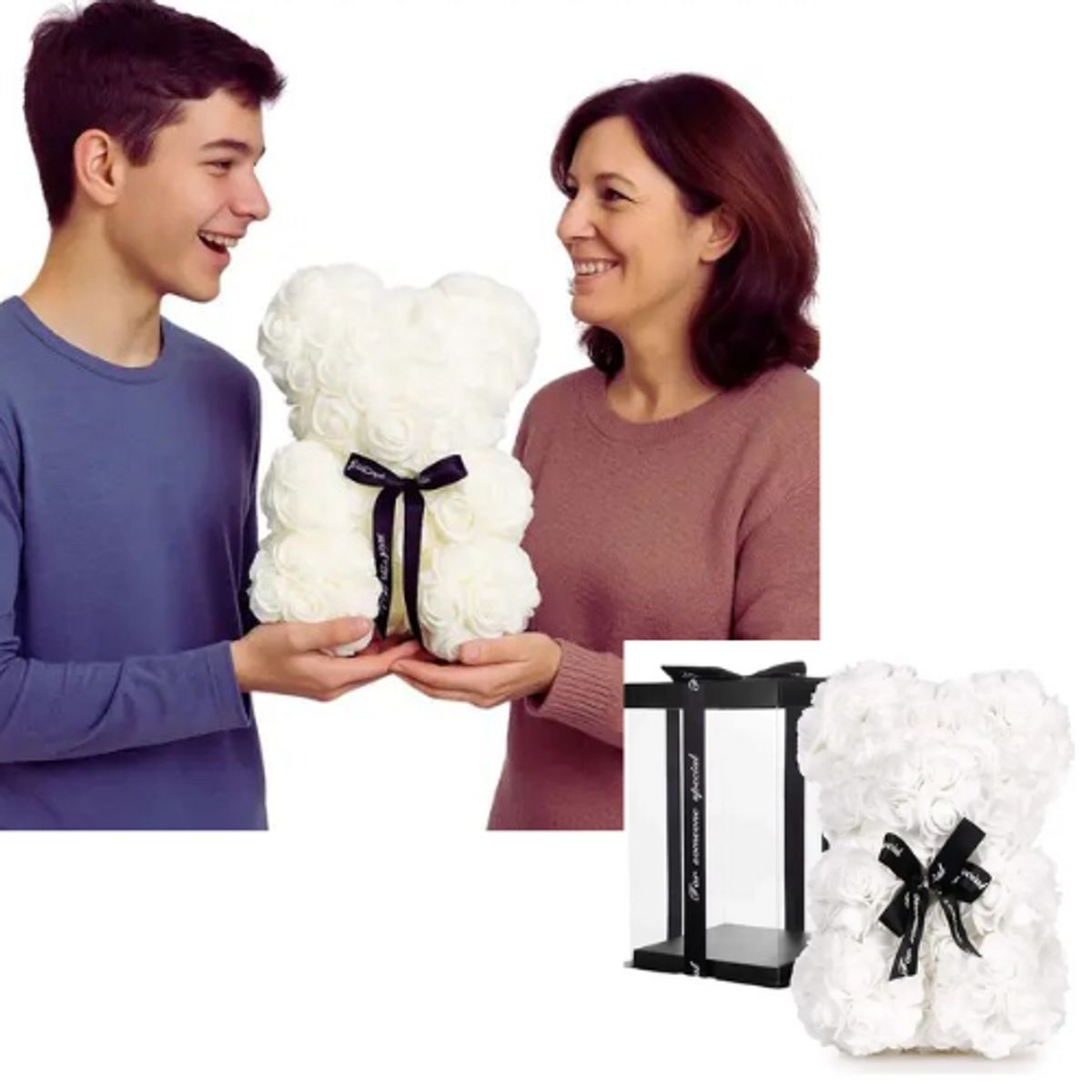 MOVI - Oso Pétalos de Rosa Blanco