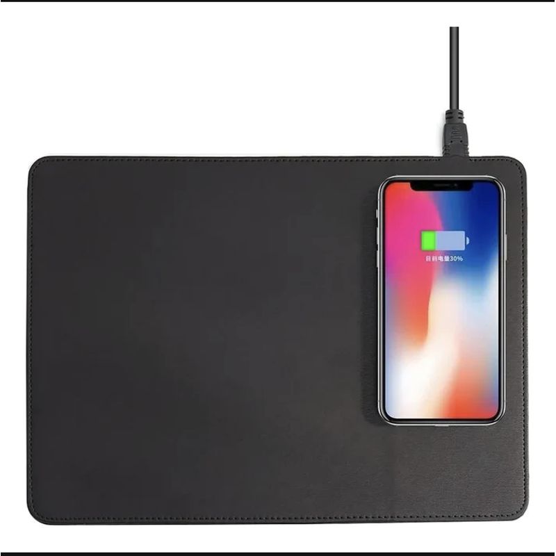 GENERICO - Mouse Pad Cuero Sintético Con Cargador Inalámbrica 10w
