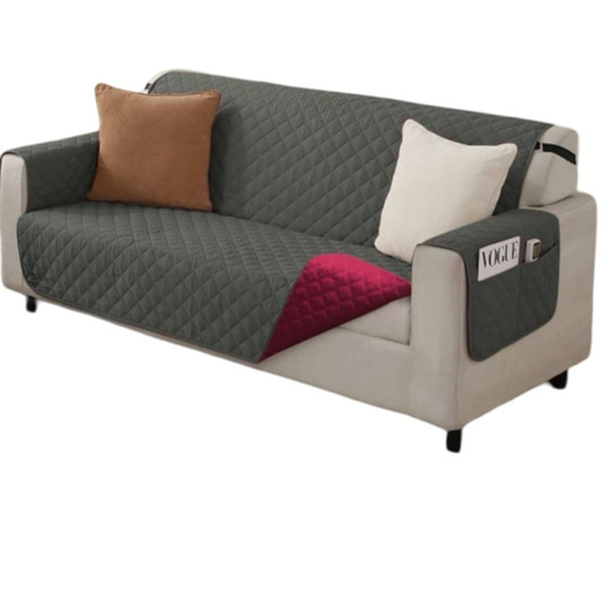 GENERICO - JUEGO DE 2 FUNDA SOFÁ SILLÓN 3 CUERPOS SOBREPONER BICOLOR B02