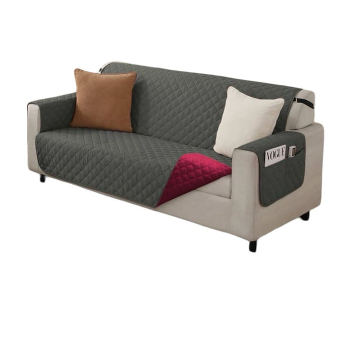 GENERICO - JUEGO DE 2 FUNDA SOFÁ SILLÓN 3 CUERPOS SOBREPONER BICOLOR B02