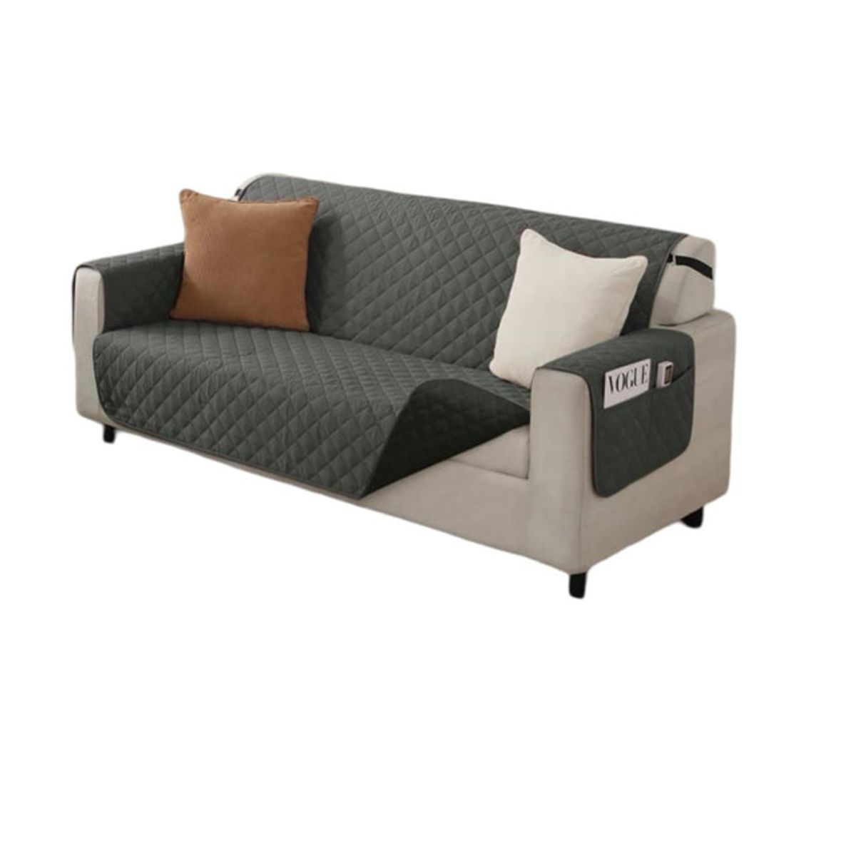 GENERICO - JUEGO DE 2 FUNDA SOFÁ SILLÓN 3 CUERPOS SOBREPONER BICOLOR B01