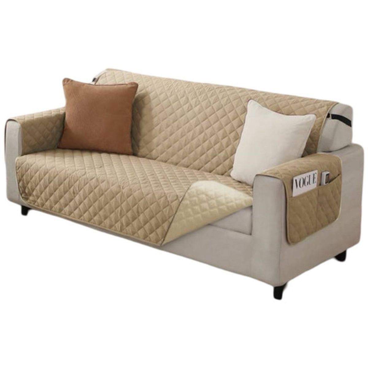 GENERICO - JUEGO DE 2 FUNDA SOFÁ SILLÓN 3 CUERPOS SOBREPONER BICOLOR B04