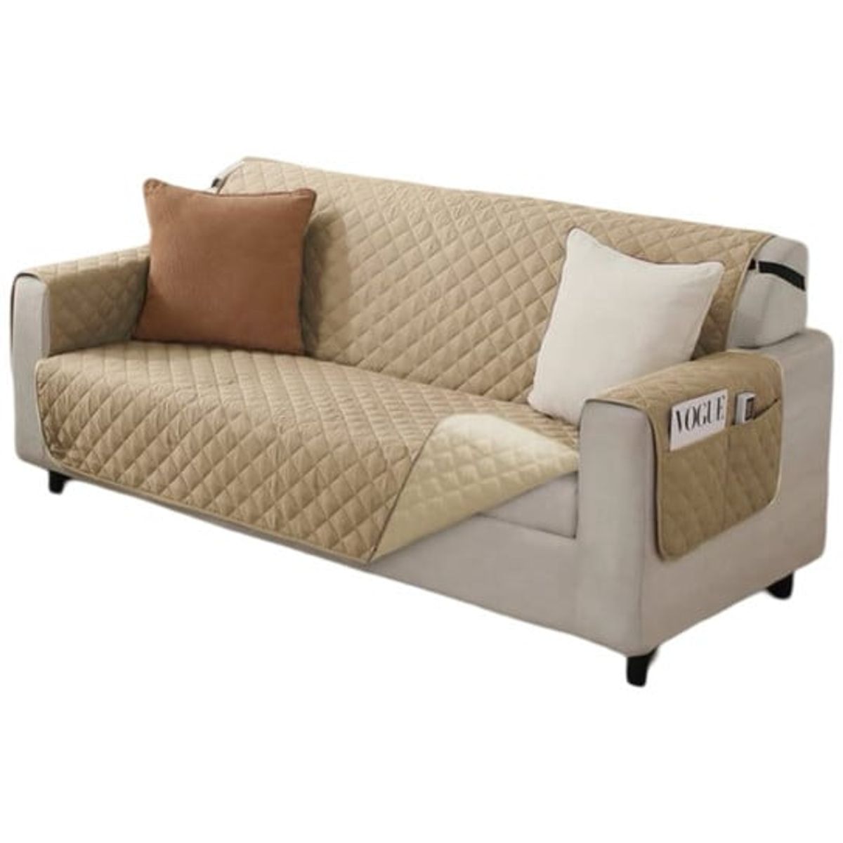 GENERICO - FUNDA SOFÁ SILLÓN 3 CUERPOS SOBREPONER BICOLOR REVERSIBLE B04