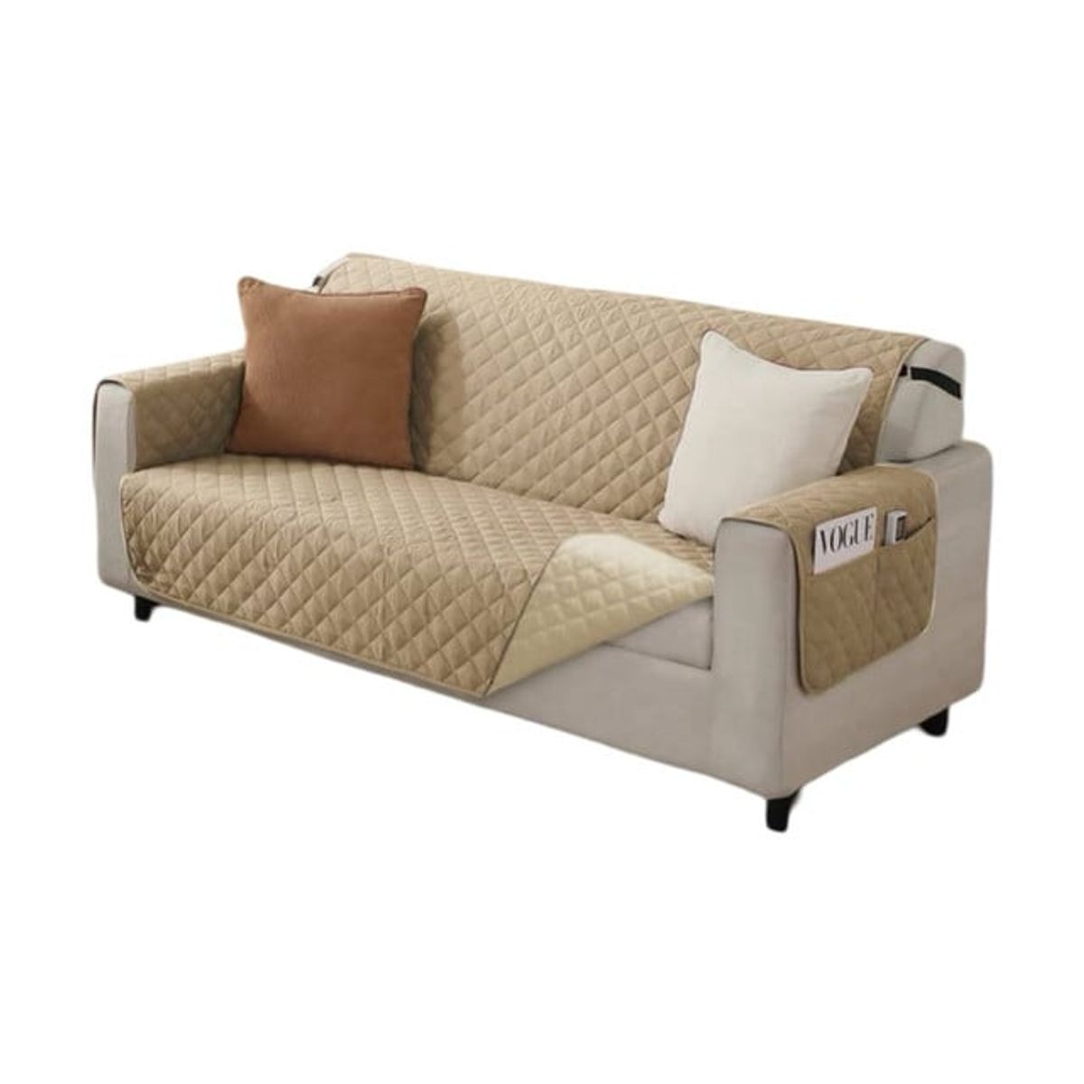 GENERICO - FUNDA SOFÁ SILLÓN 3 CUERPOS SOBREPONER BICOLOR REVERSIBLE B04