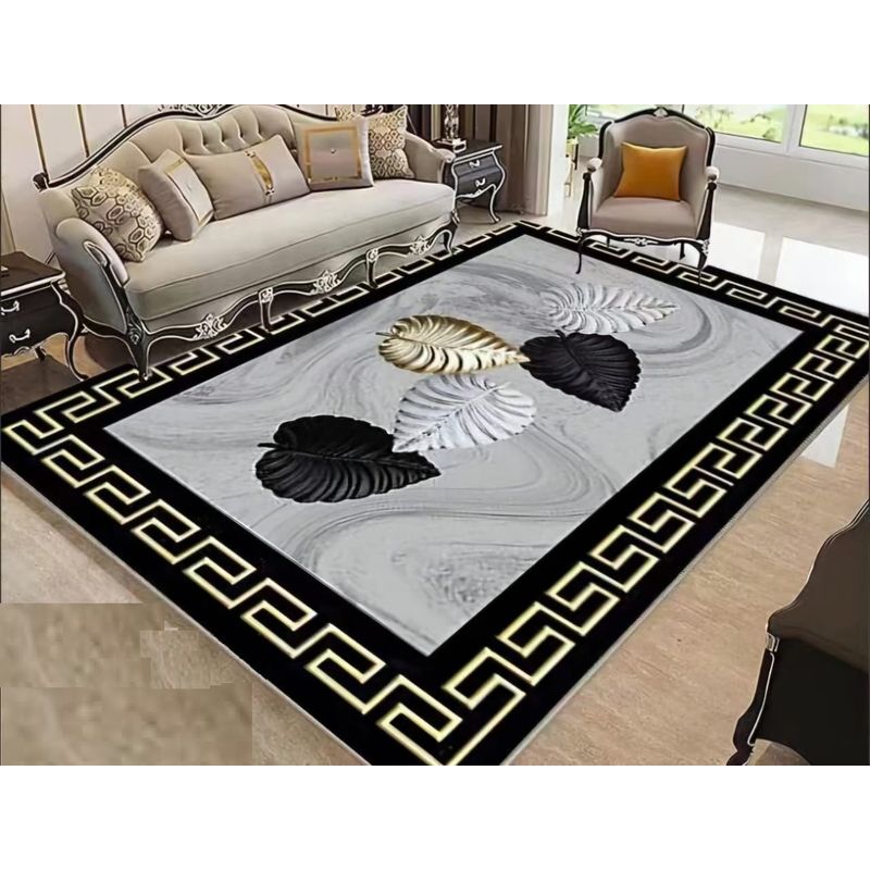 GENERICO - Alfombra para living con diseño 180x200 moderna gris hoja Tf