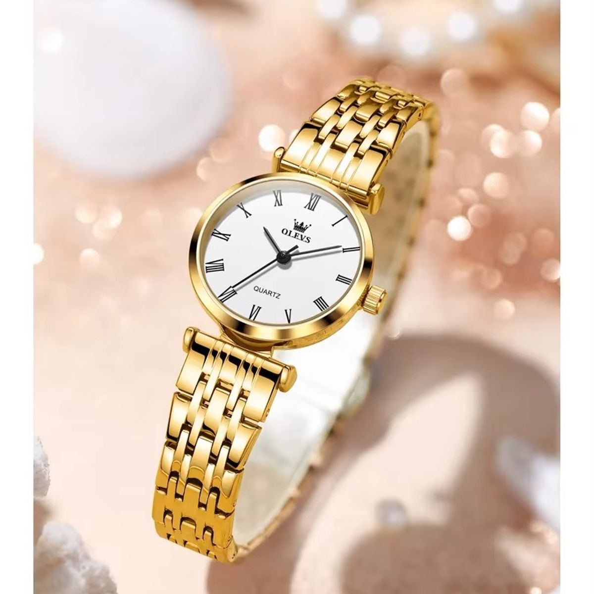 STARTECHOFFICE - Reloj de Mujer de Lujo con Pulsera de Acero Inoxidable Dorado Resistente al agua Movimiento Cuarzo