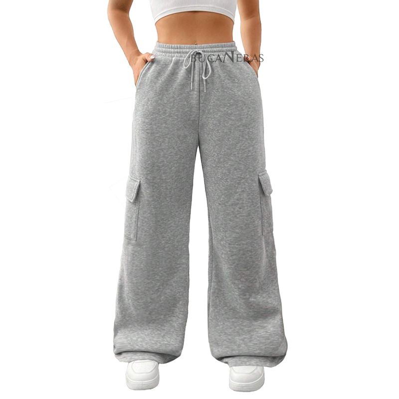AGW - Pantalón Algodón Cargo Térmico Forrado Polar Palazzo - Oversize