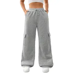 AGW - Pantalón Algodón Cargo Térmico Forrado Polar Palazzo - Oversize