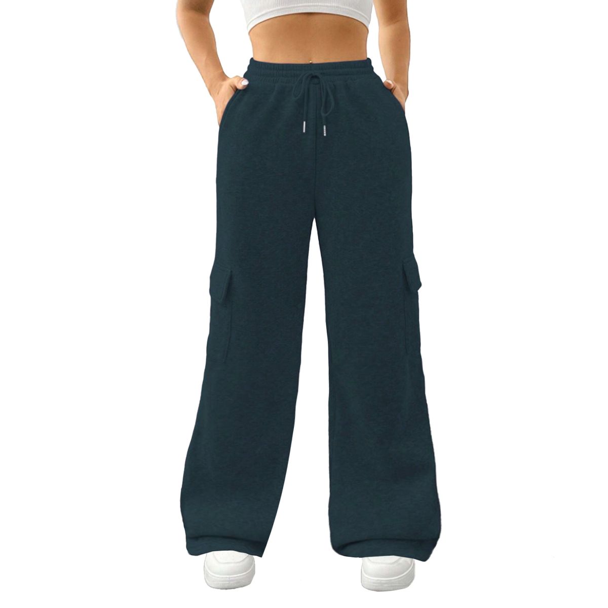 AGW - Pantalón Algodón Cargo Térmico Forrado Polar Palazzo - Oversize