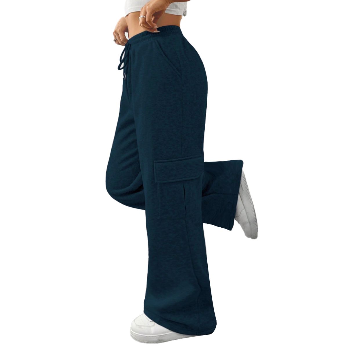 AGW - Pantalón Algodón Cargo Térmico Forrado Polar Palazzo - Oversize