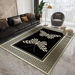 GENERICO - Alfombra para living con diseño 180x200 moderna NEGRO DUO MARIPOSA Tf