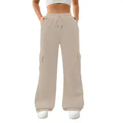 AGW - Pantalón Buzo Algodón Cargo Palazzo - Oversize Wide Leg Bolsillos