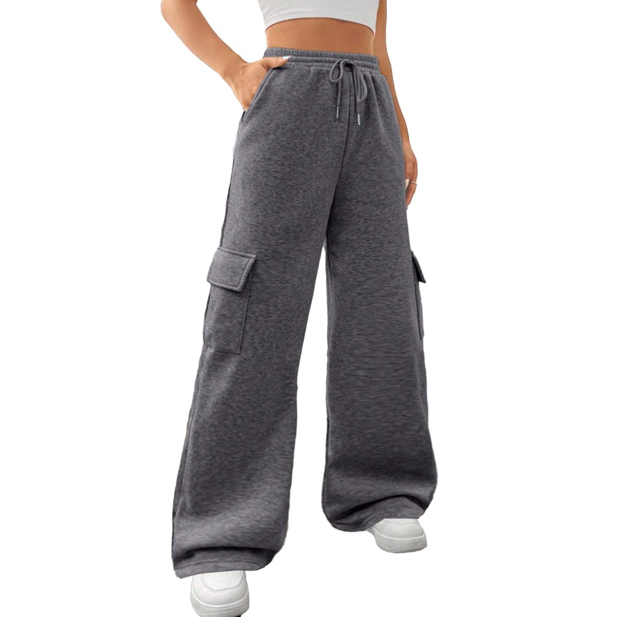 AGW - Pantalón Buzo Algodón Cargo Palazzo - Oversize Wide Leg Bolsillos