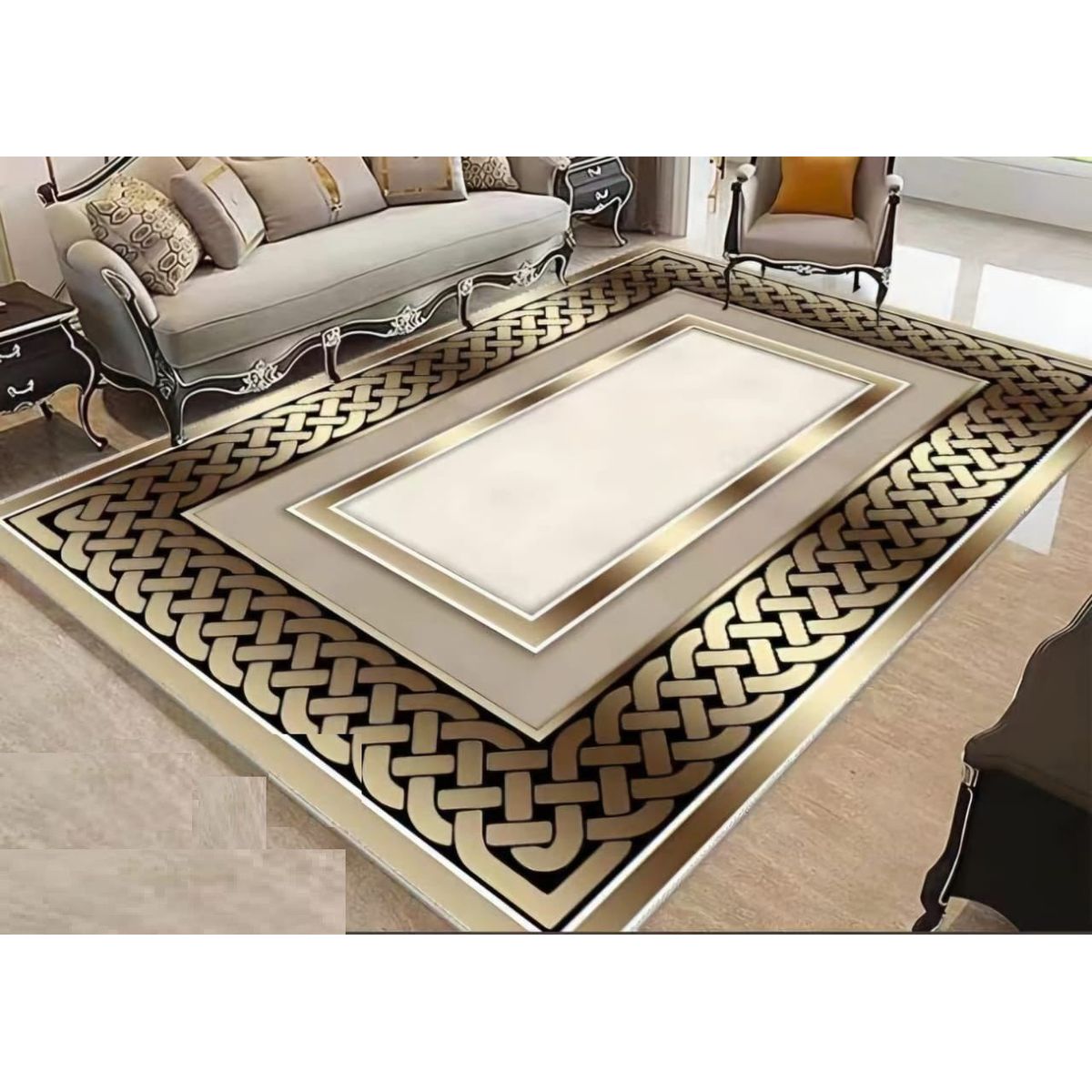 GENERICO - Alfombra para living con diseño dorado elegante 180x200  Tf