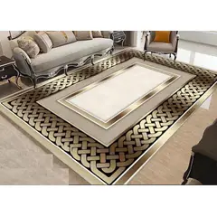 GENERICO - Alfombra para living con diseño dorado elegante 180x200 Tf