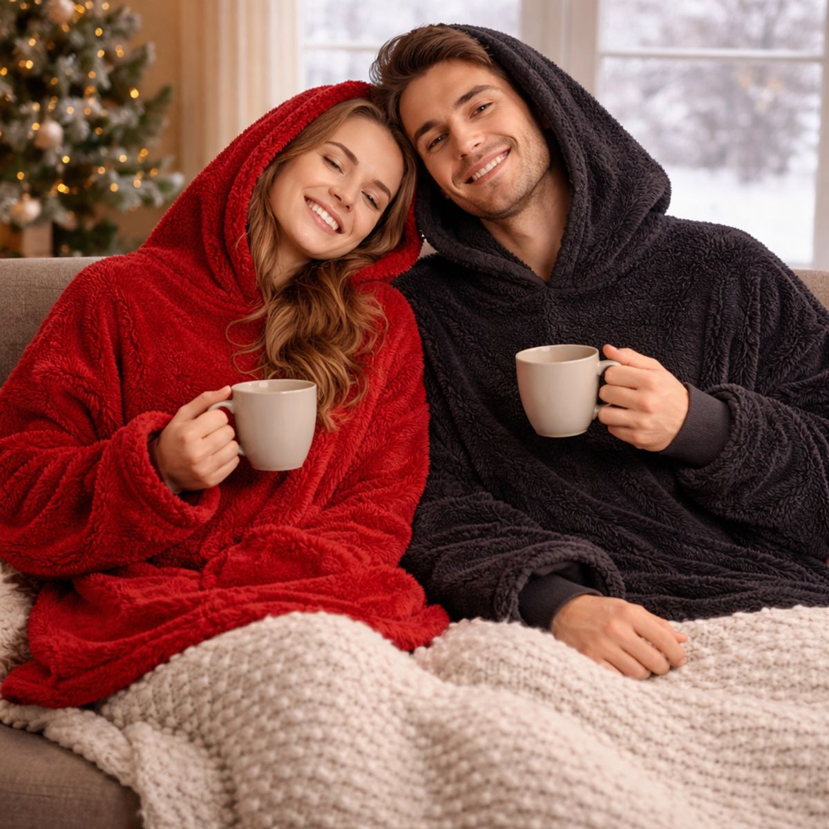 MOVI - Polerón Sherpa Oversize con Capucha Tipo Huggle  Talla Única