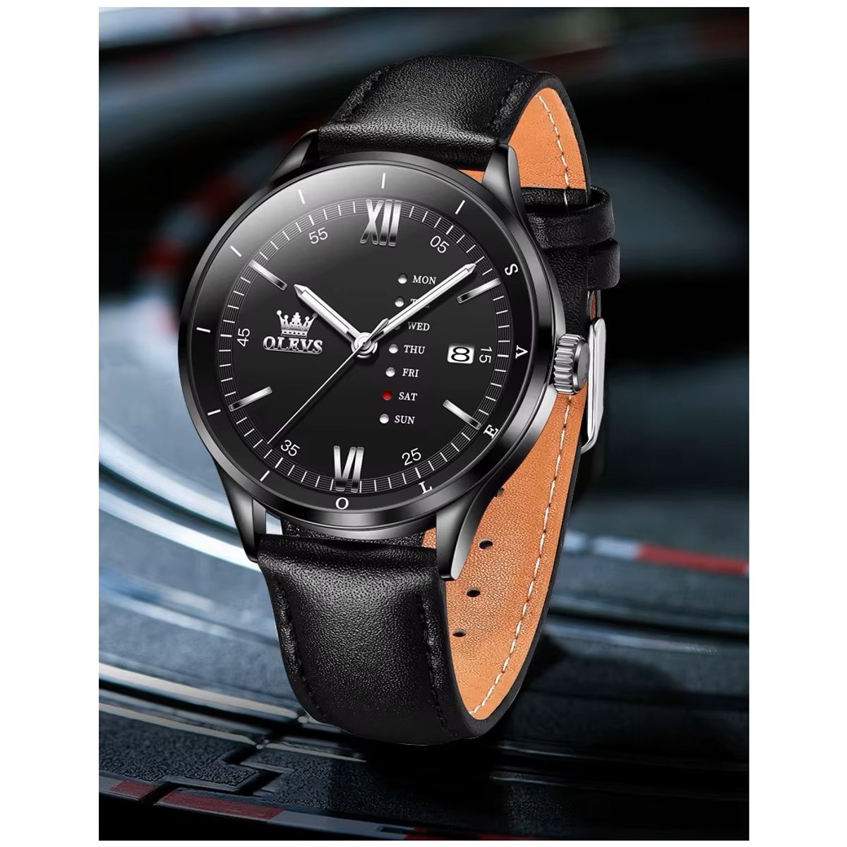 STARTECHOFFICE - Reloj de Hombre Elegante con Correa de Cuero Calendario Completo