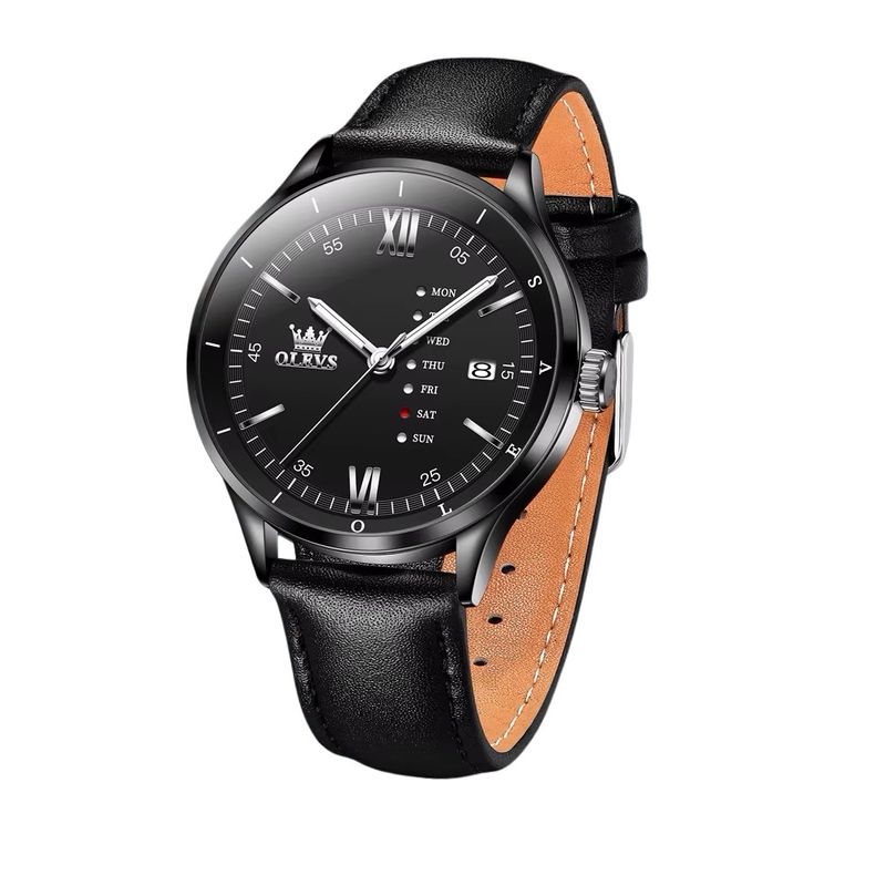 STARTECHOFFICE - Reloj de Hombre Elegante con Correa de Cuero Calendario Completo