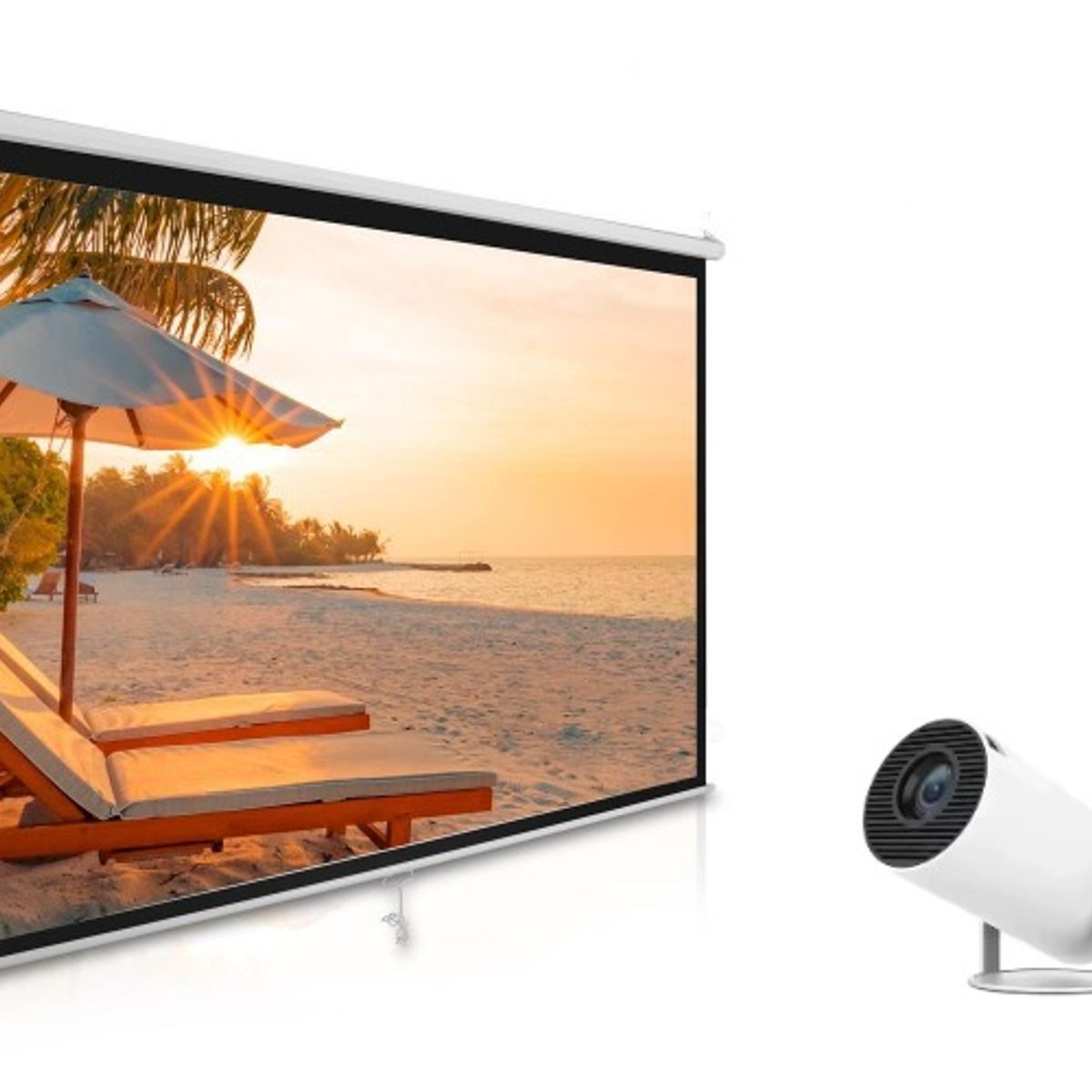 GENERICO - Combo Proyector Led HD con Wifi y Telon Roller 100 Pulgadas
