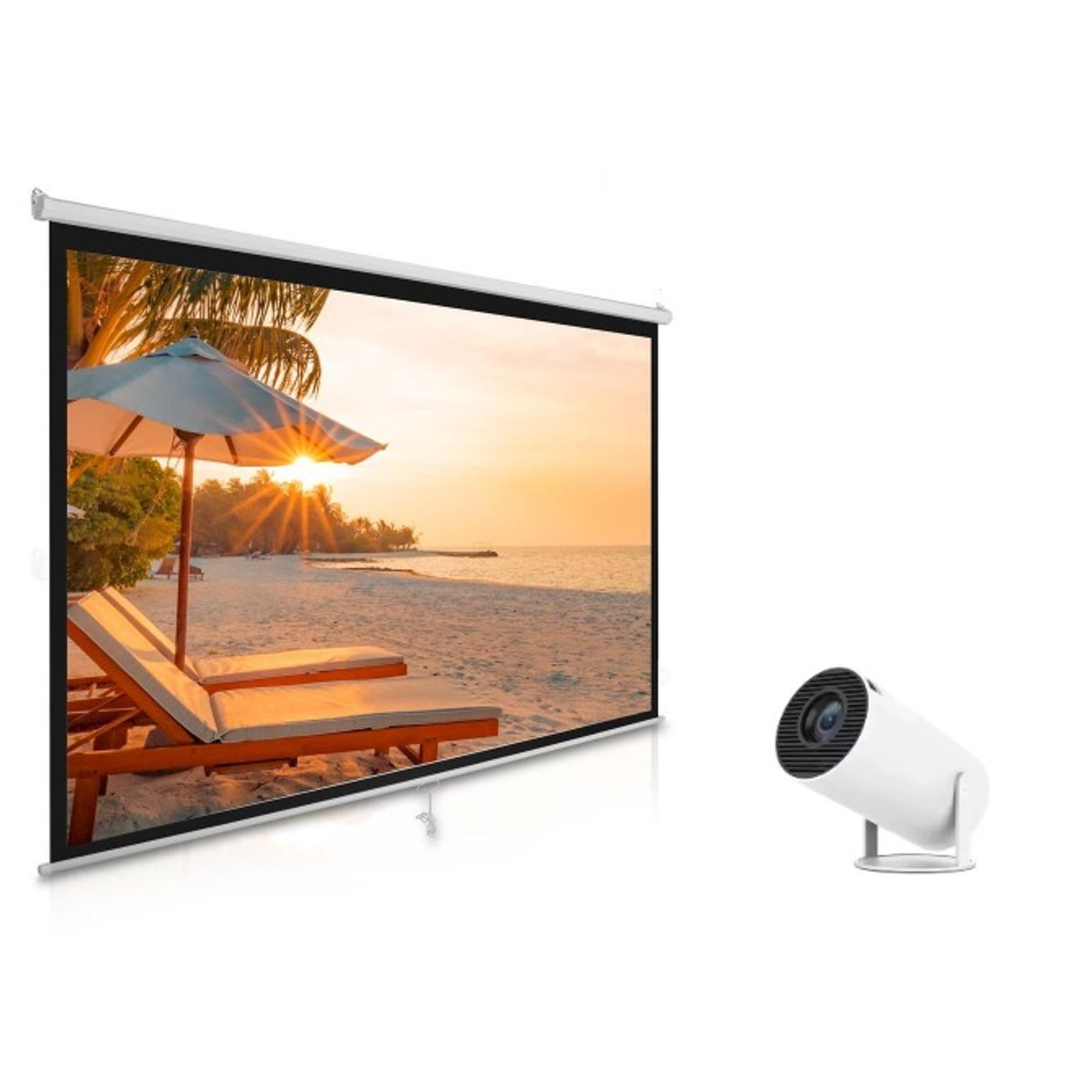 GENERICO - Combo Proyector Led HD con Wifi y Telon Roller 100 Pulgadas