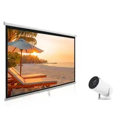 GENERICO - Combo Proyector Led HD con Wifi y Telon Roller 72 Pulgadas