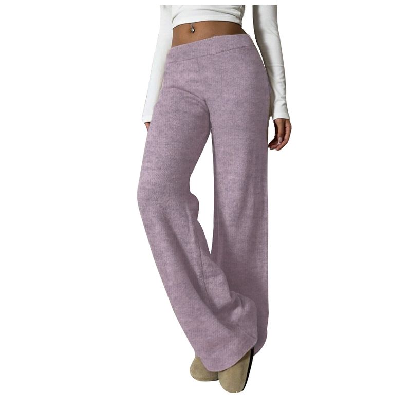 AGW - Pantalón Lanilla Tejido Palazzo Tiro Alto Elasticados Wide Leg