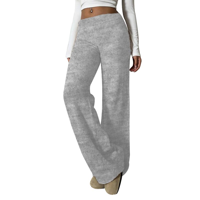 AGW - Pantalón Lanilla Tejido Palazzo Tiro Alto Elasticados Wide Leg