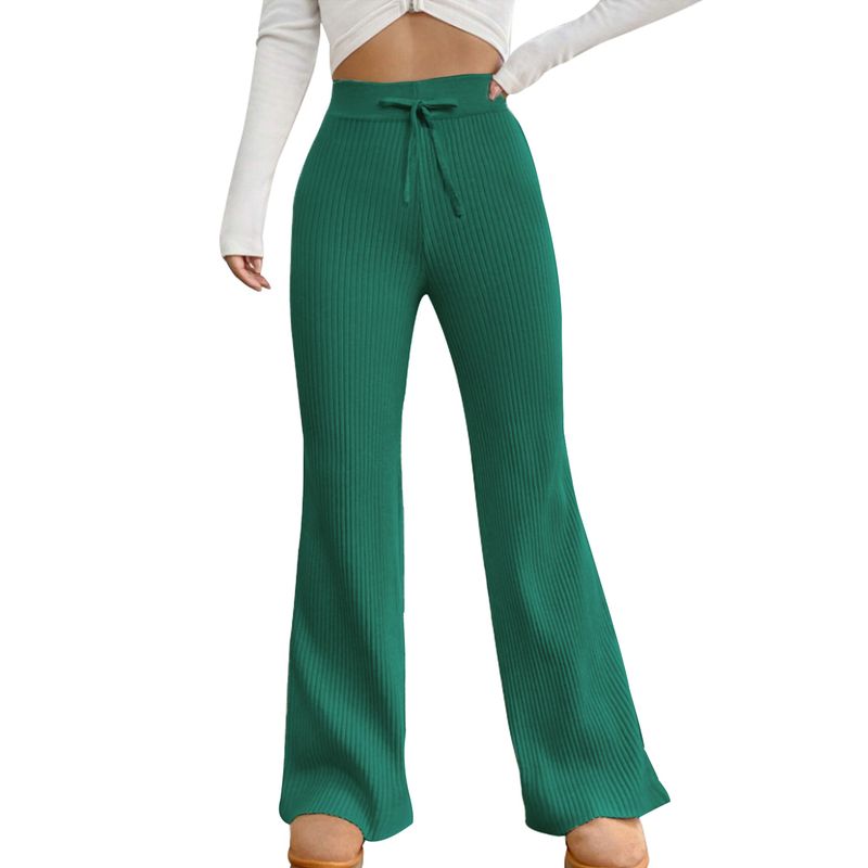 AGW - Pantalón Flare Lanilla Tejido Palazzo Tiro Alto Elasticados Wide Leg