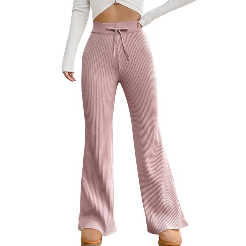 AGW - Pantalón Flare Lanilla Tejido Palazzo Tiro Alto Elasticados Wide Leg