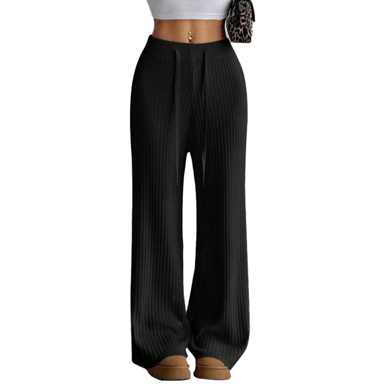 AGW - Pantalón Flare Lanilla Tejido Palazzo Tiro Alto Elasticados Wide Leg