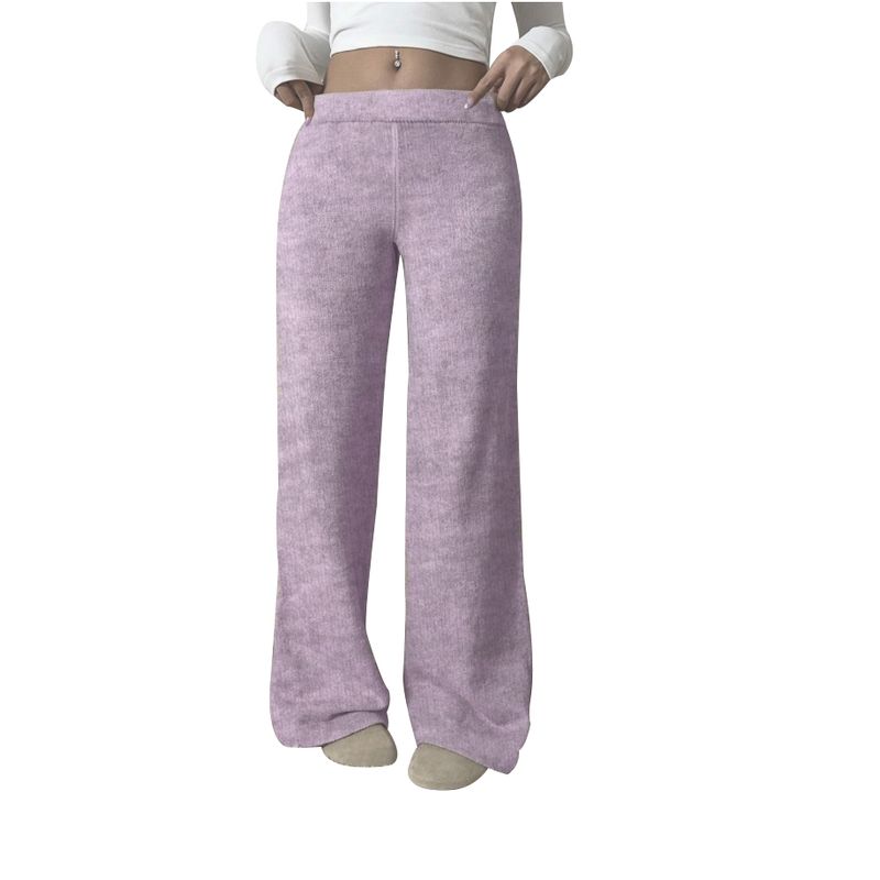 AGW - Pantalón Flare Lanilla Tejido Palazzo Tiro Alto Elasticados Wide Leg