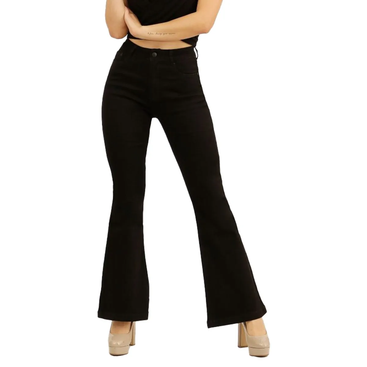 AGW - Jeans Flare - Push Up Acampanado Levanta Cola Corte Colombiano