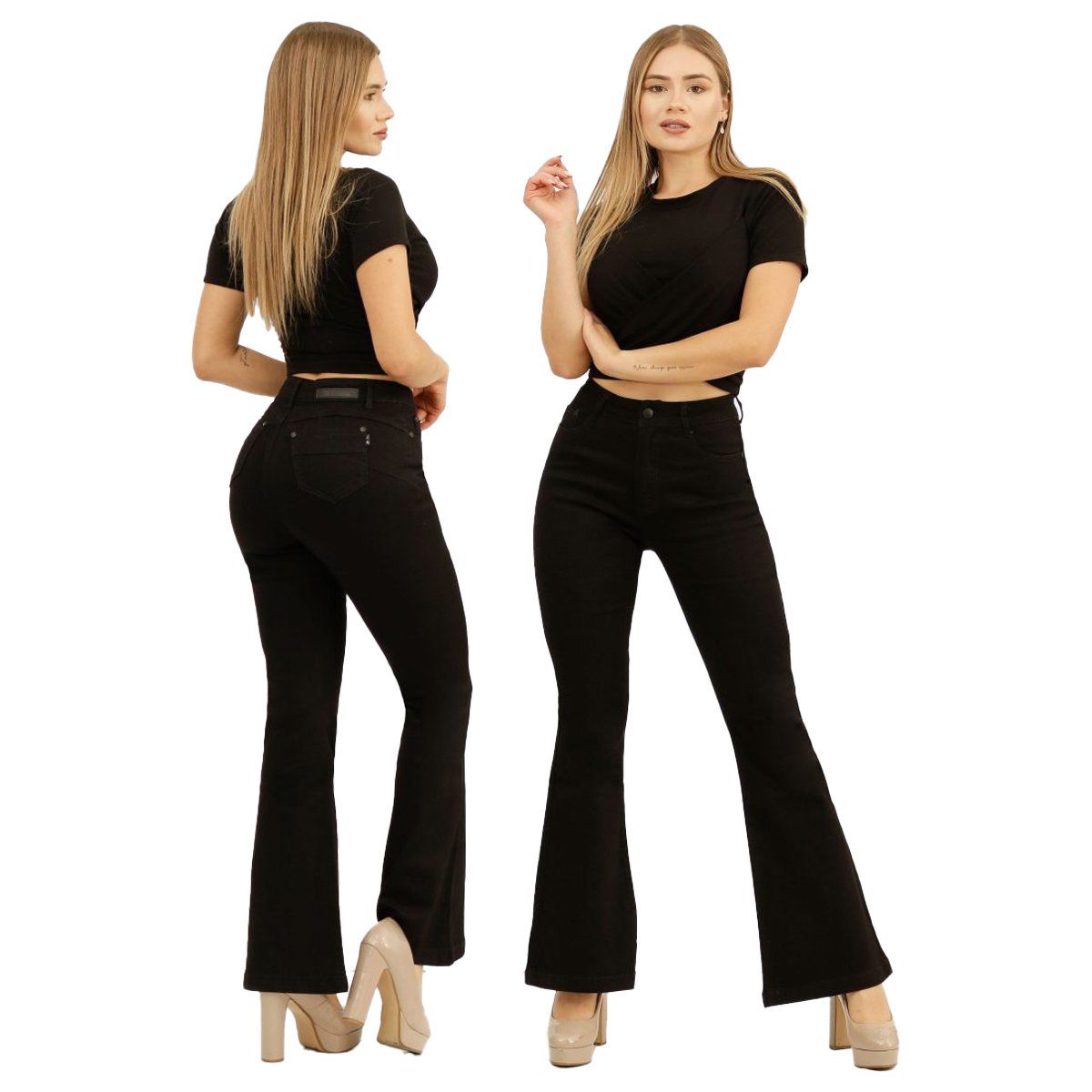 AGW - Jeans Flare - Push Up Acampanado Levanta Cola Corte Colombiano