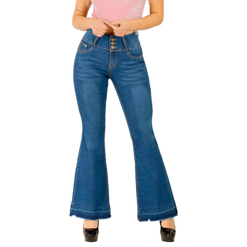 AGW - Jeans Flare - Push Up Acampanado Levanta Cola Corte Colombiano