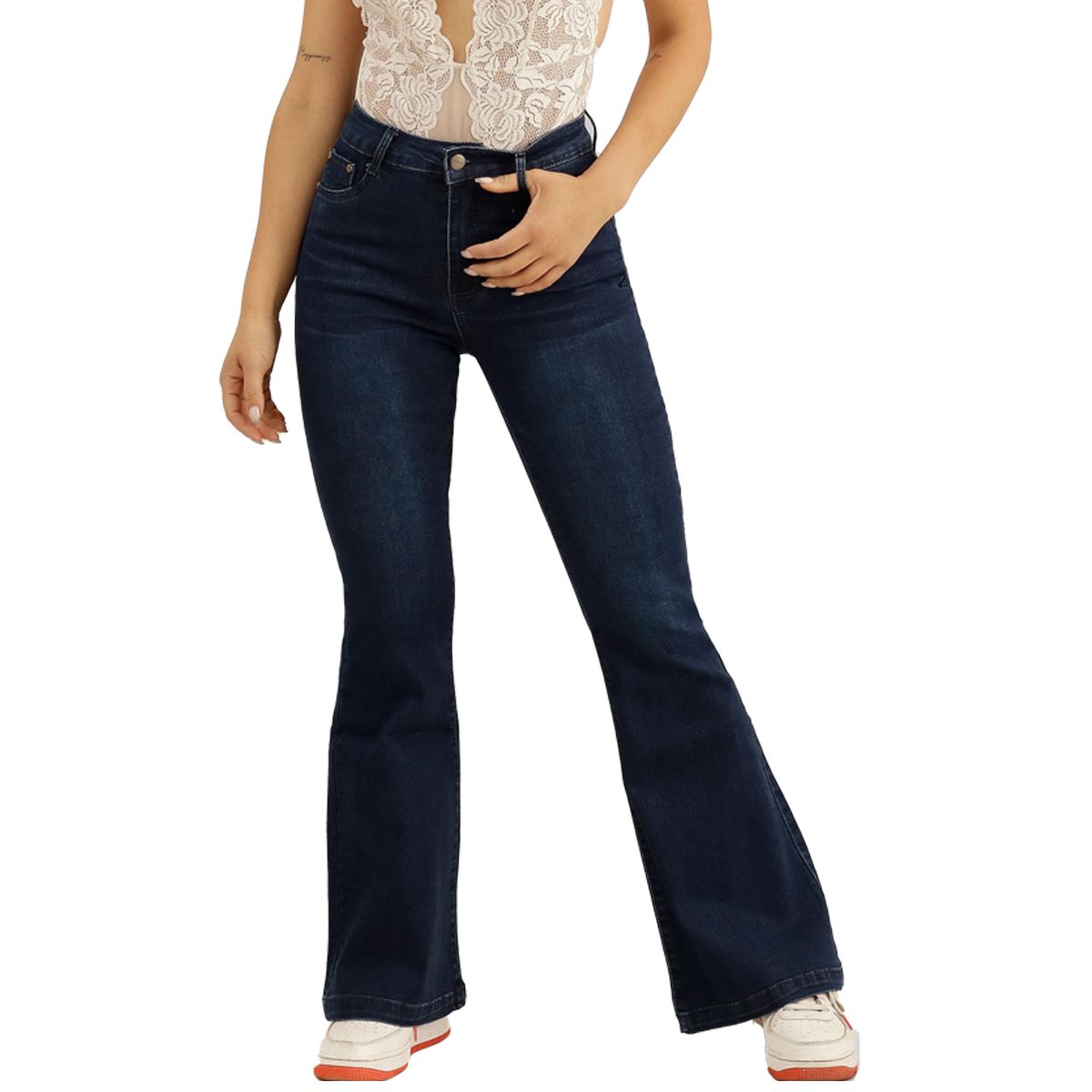 AGW - Jeans Flare Push Up Acampanado Levanta Cola Corte Colombiano Tiro Alto