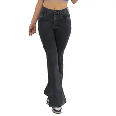 AGW - Jeans Flare Push Up Acampanado Levanta Cola Corte Colombiano Tiro Alto