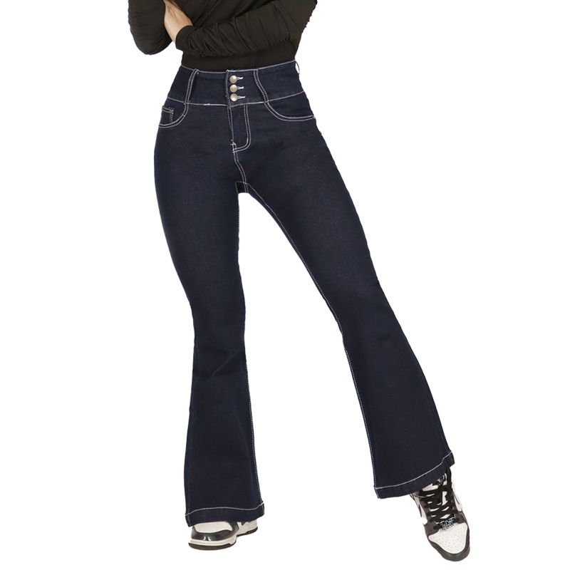 AGW - Jeans Flare Push Up Acampanado Levanta Cola Corte Colombiano Tiro Alto