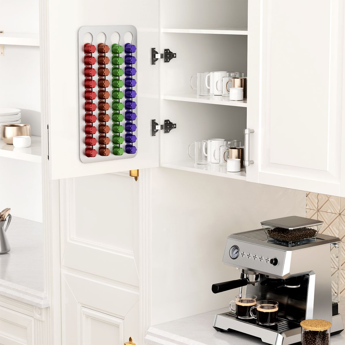 HALMAN - Organizador de Cápsulas de Café Adhesivo para Muro o Refrigerador