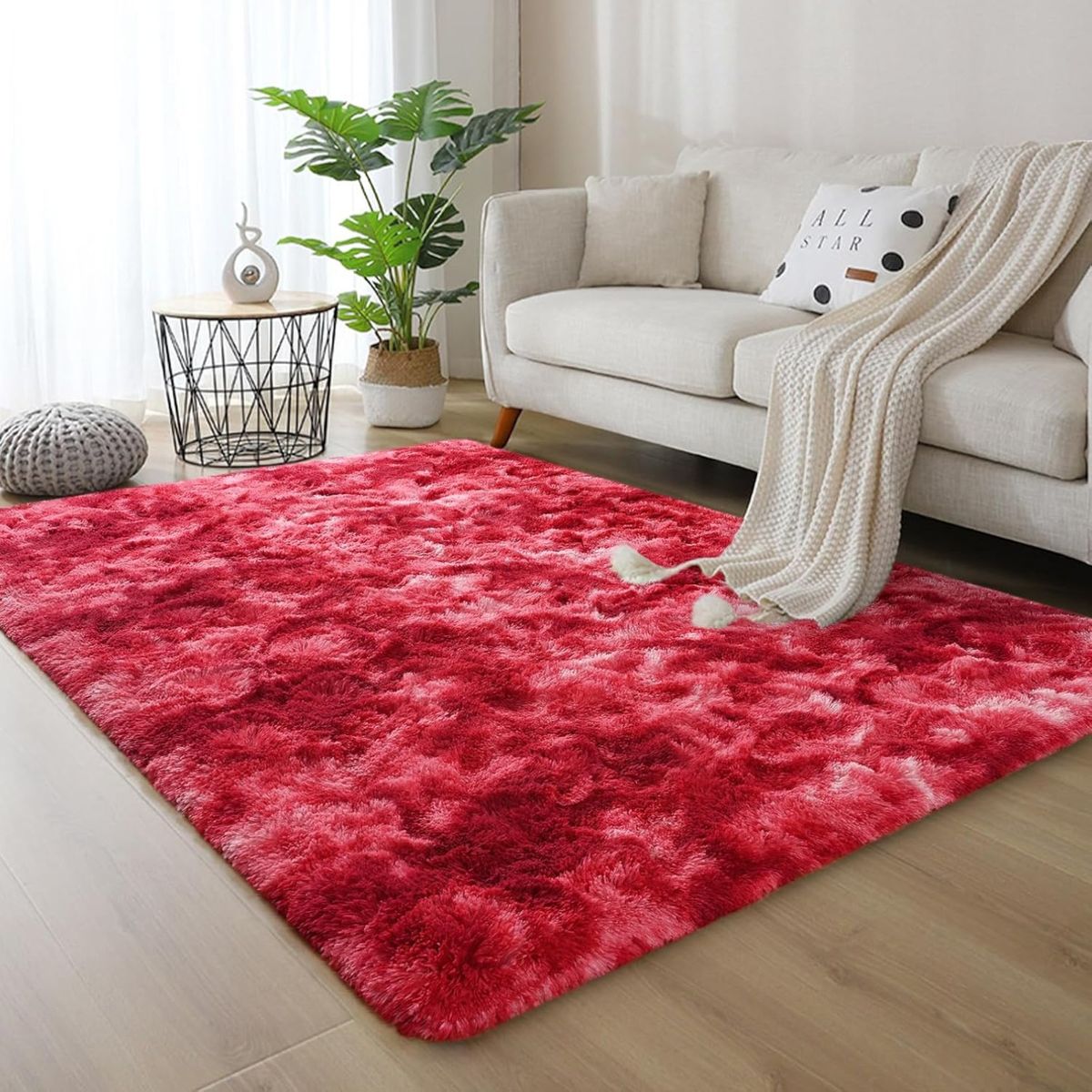 GENERICO - Alfombras Peludas Suaves 200x240 RojoJ