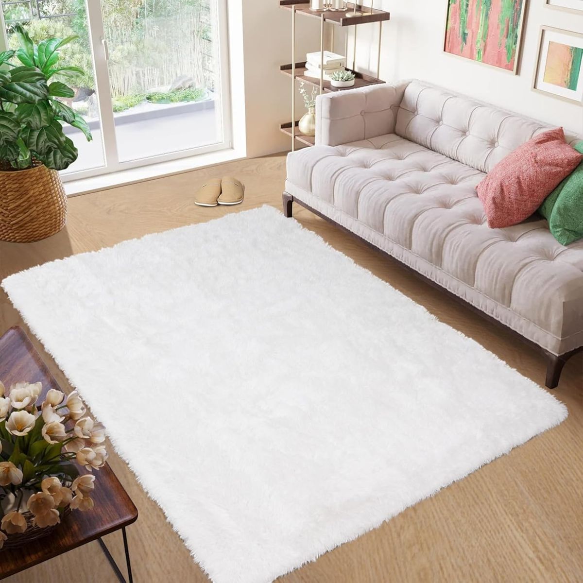 GENERICO - Alfombras Peludas Suaves 200x240 Blanco