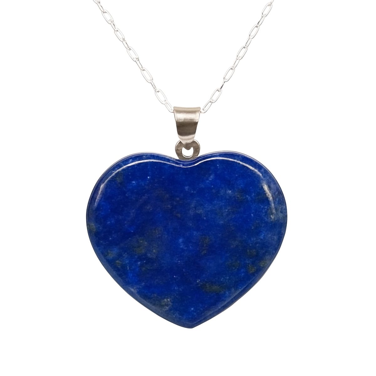 GENERICO - Collar Corazón Lapislázuli Original con Cadena de Plata Nacional 925