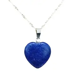 GENERICO - Collar Corazón de Lapislázuli Original con Cadena de Plata