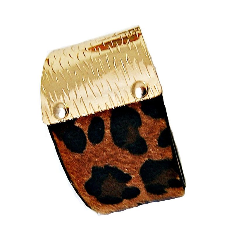 VIVAFELICIA - Pulsera Acero y Piel Vinka Café Negro Dorado