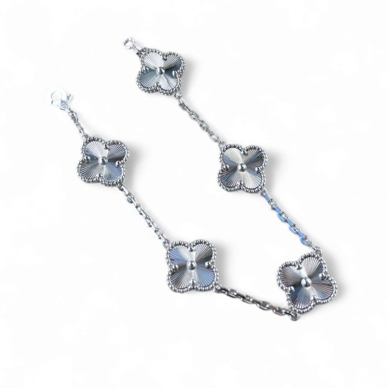 GENERICO - AMBAR JOYAS - Pulsera Clover Laser Trébol Baño de Rodio